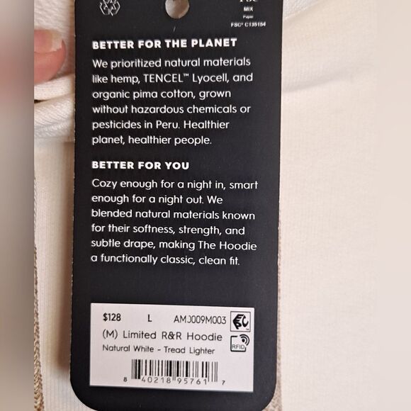 ALLBIRDS LIMITED R&R Hoodie Tread Lighter Natural White NWT - Picture 9 of 10